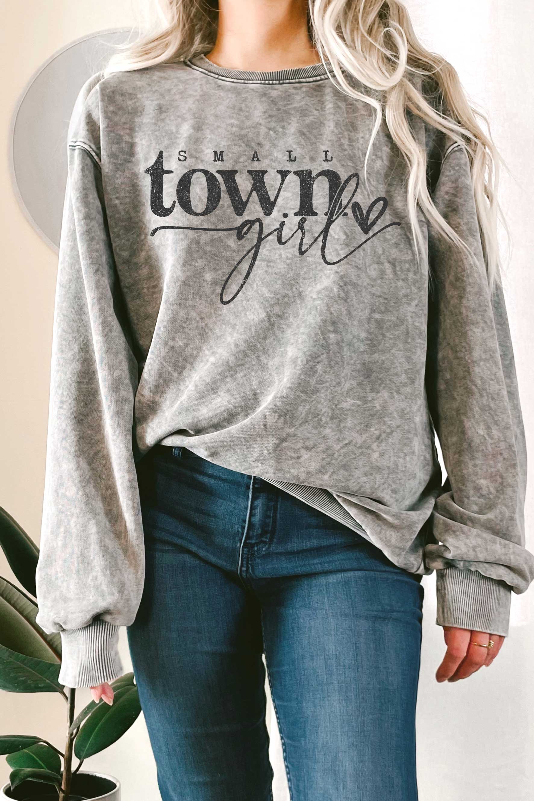 Small Town Girl Graphic Mineral Terry Sweatshirts