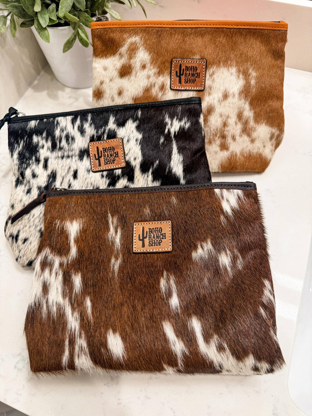 Western Cowhide Makeup Bag Travel