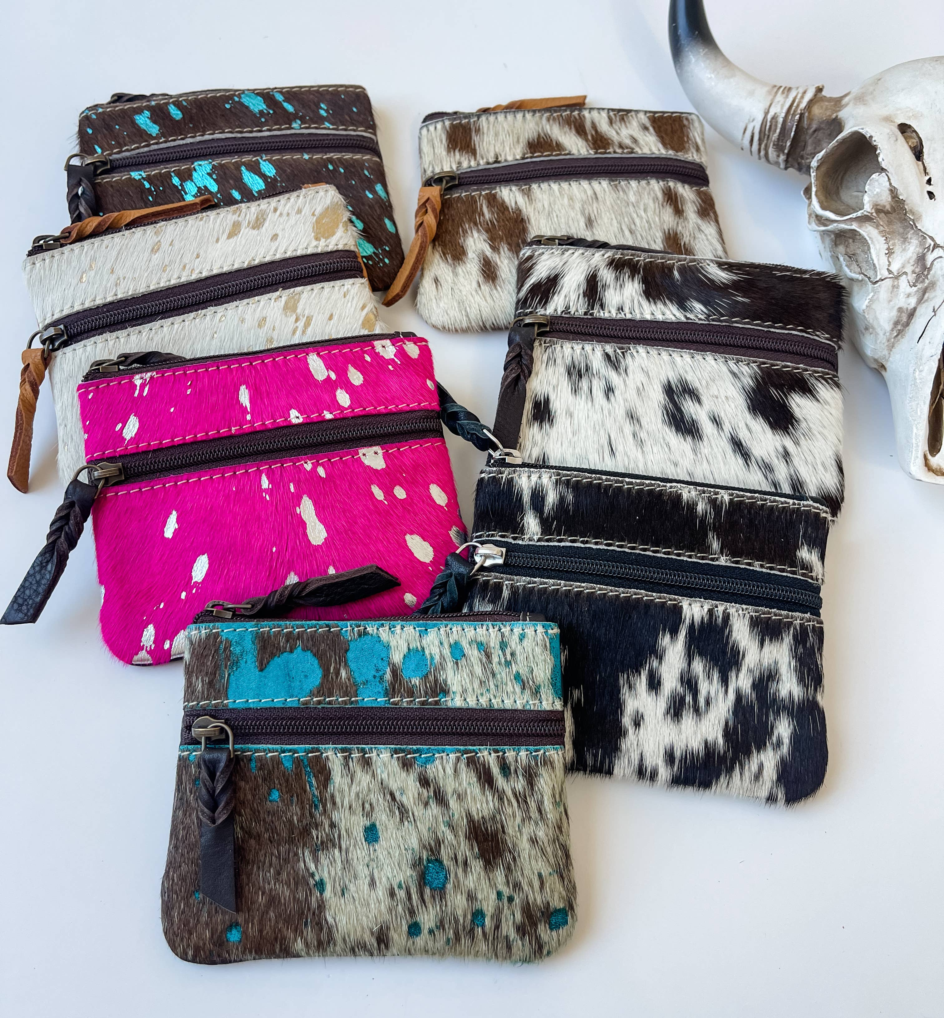 Western Cowhide Coin Money Pouch