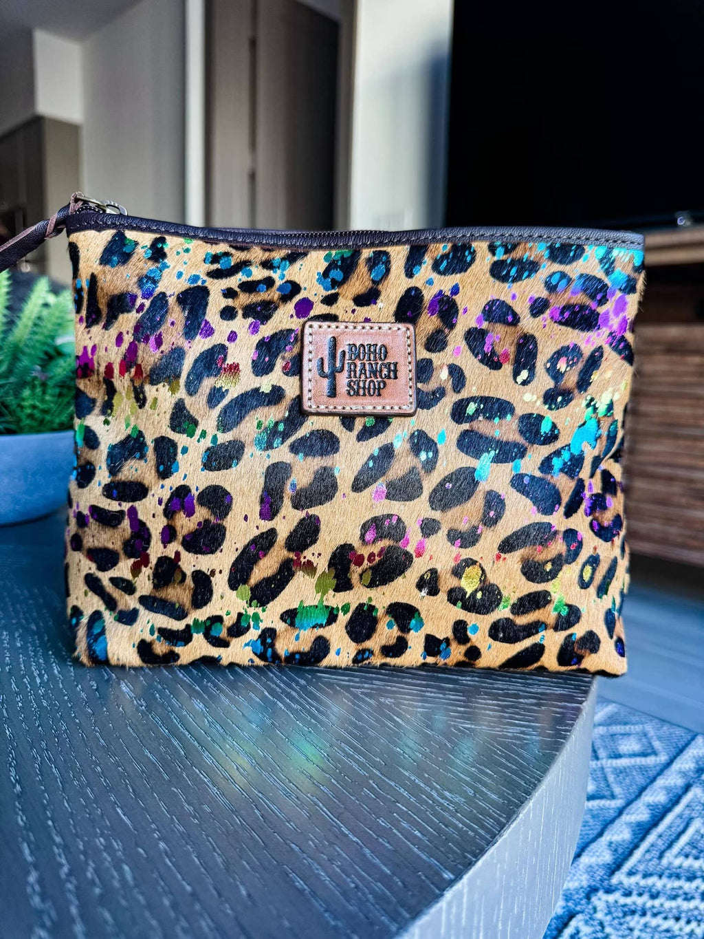 Western Cowhide Makeup Bag Travel