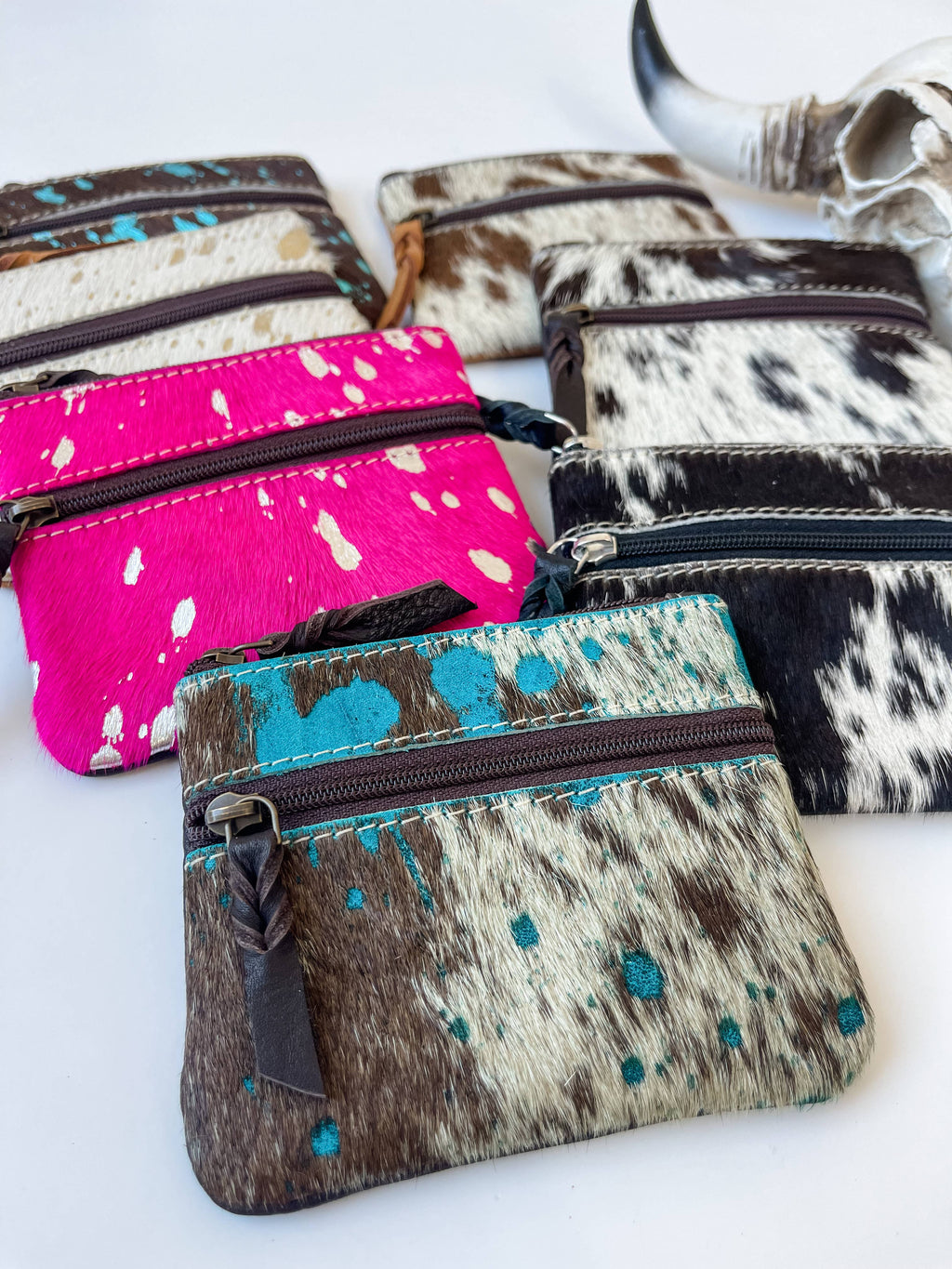 Western Cowhide Coin Money Pouch