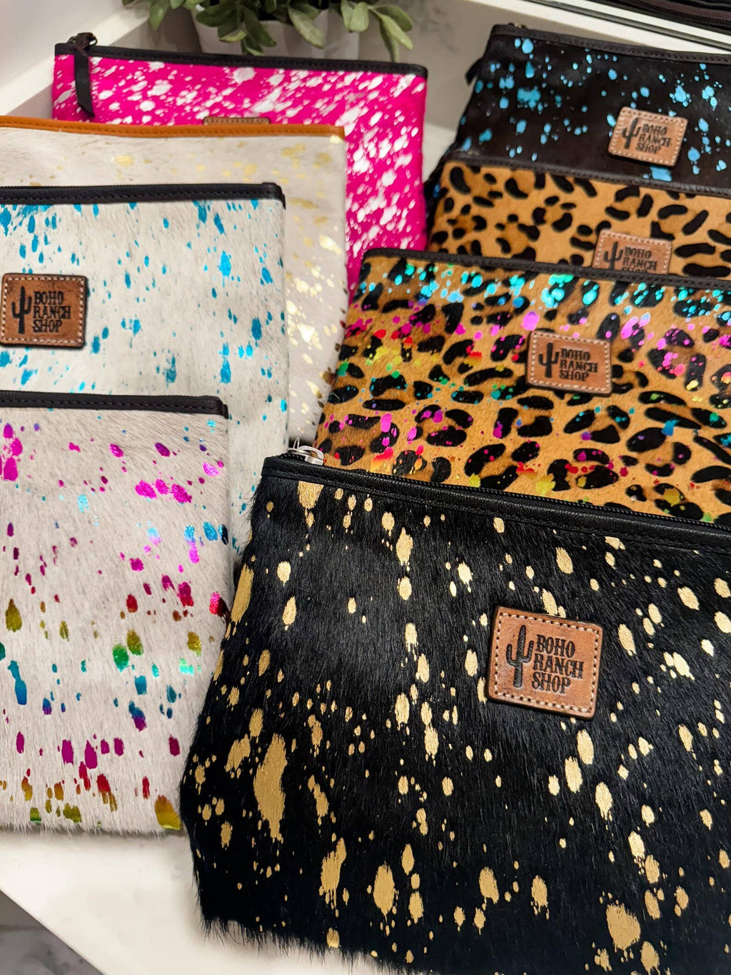 Western Cowhide Makeup Bag Travel