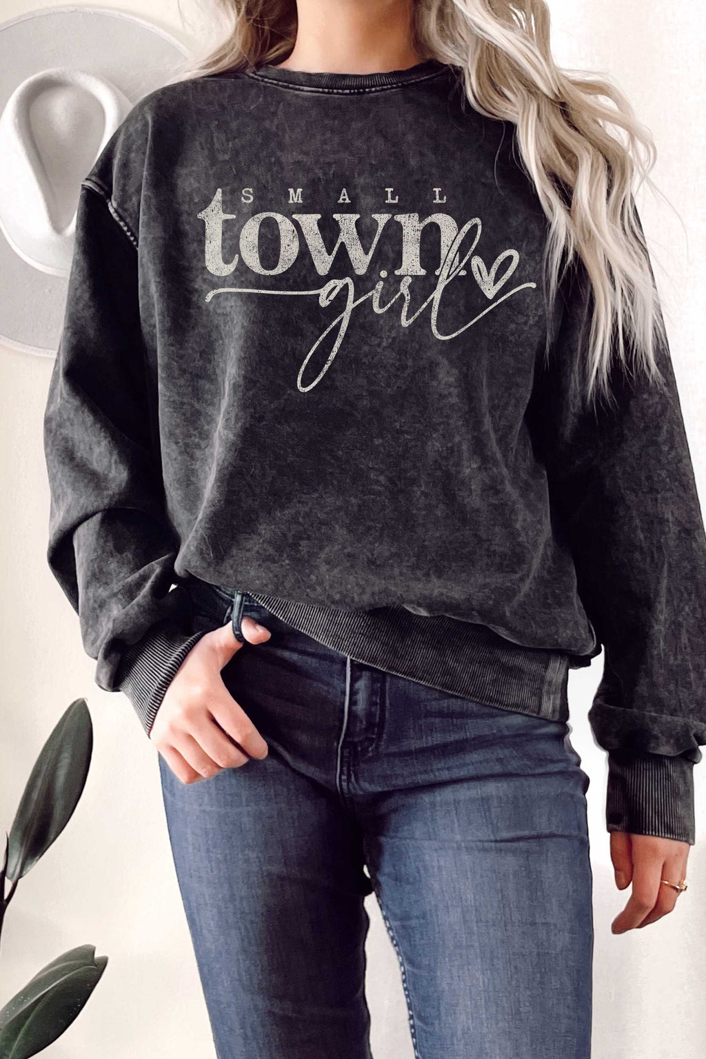 Small Town Girl Graphic Mineral Terry Sweatshirts