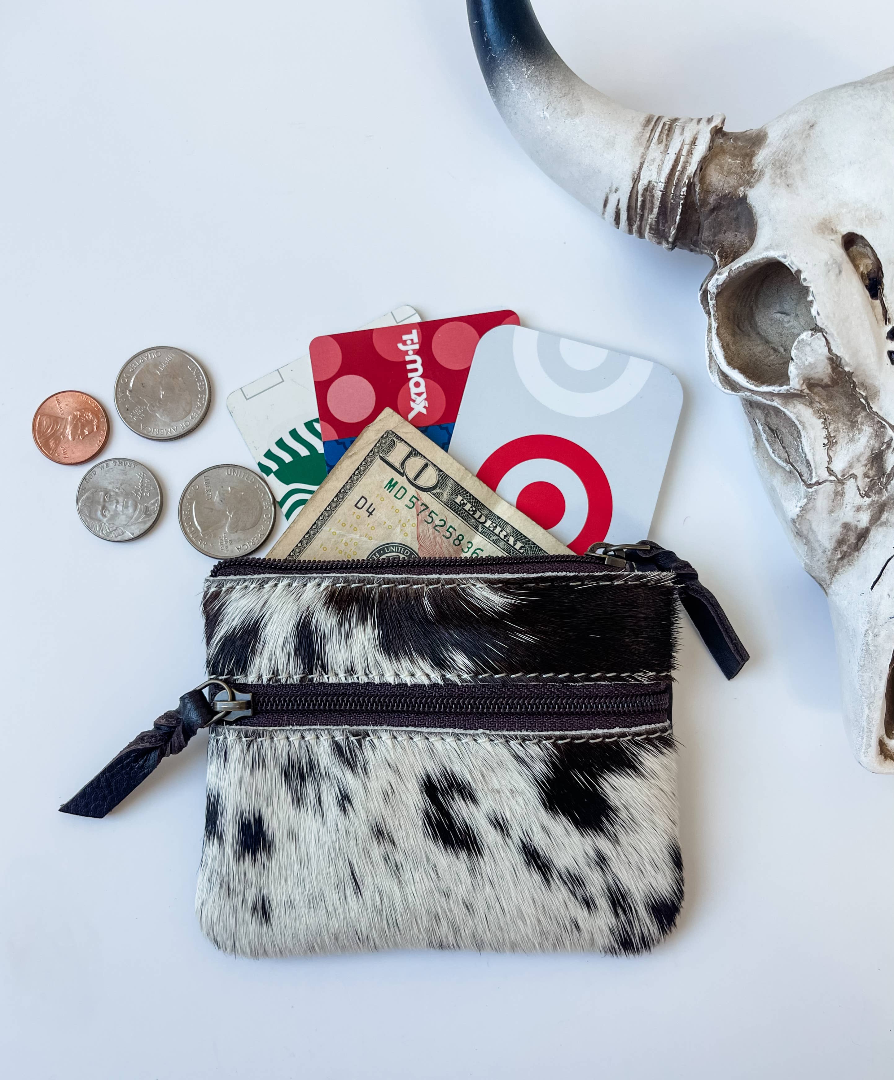 Western Cowhide Coin Money Pouch