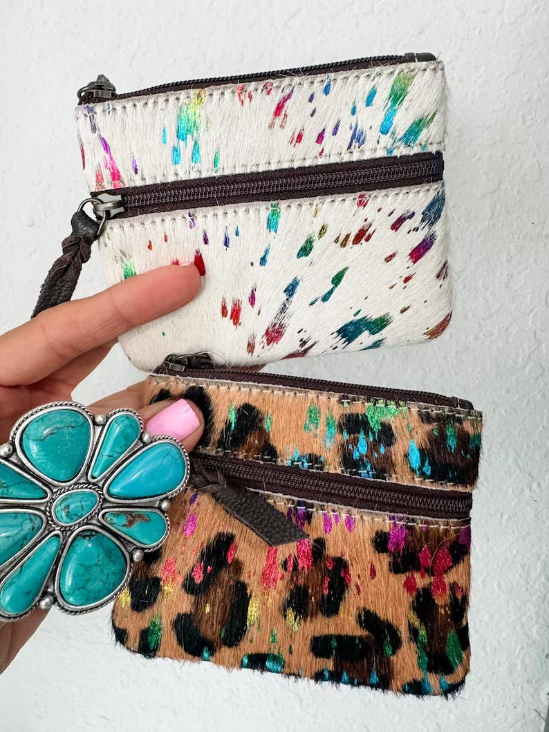 Western Cowhide Coin Money Pouch