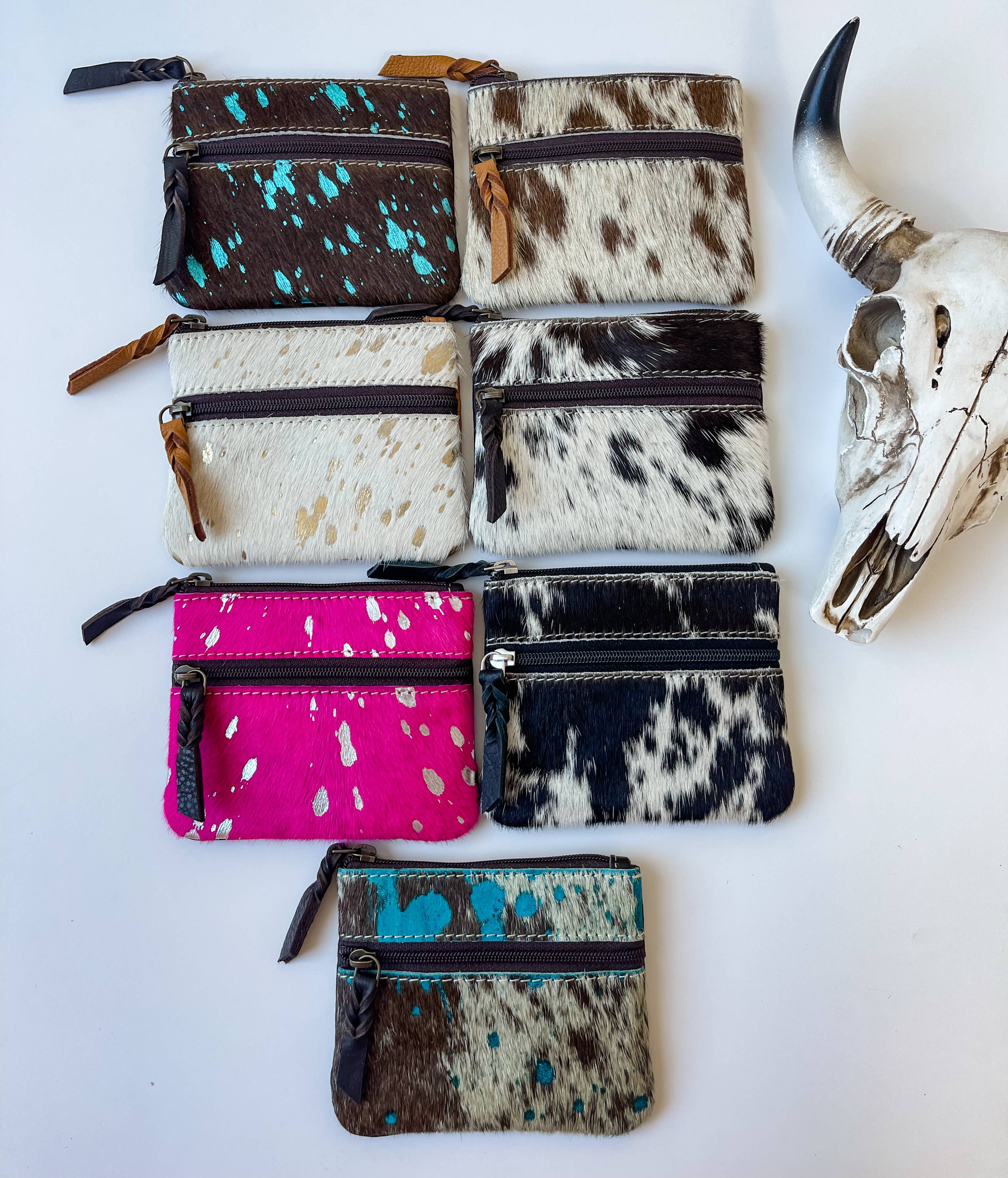 Western Cowhide Coin Money Pouch