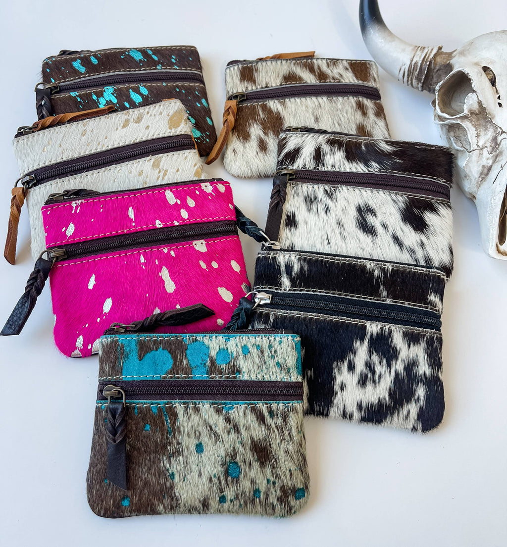 Western Cowhide Coin Money Pouch