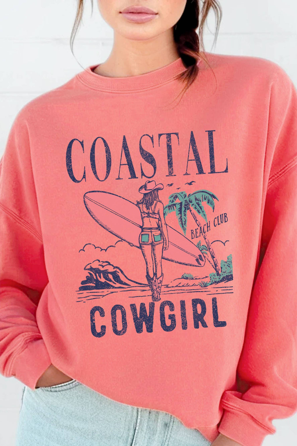Coastal Cowgirl Beach Club Graphic Brushed Sweatshirts