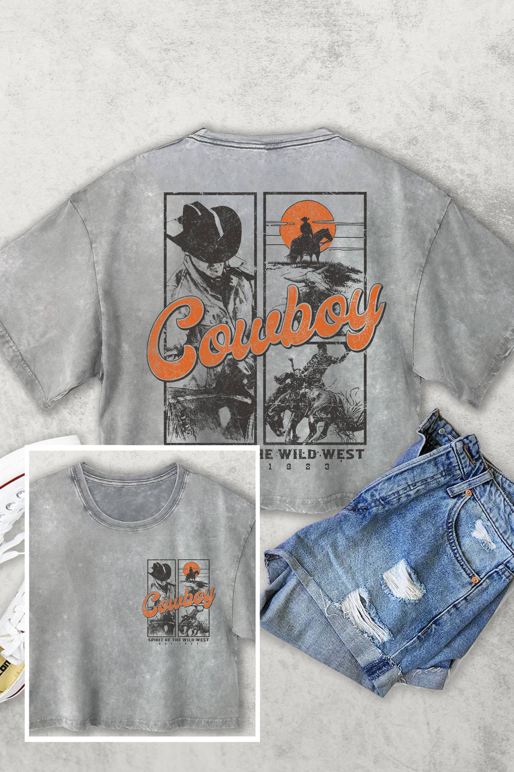 Cowboy Wild West F&b Women's Vintage Graphic Crop Top