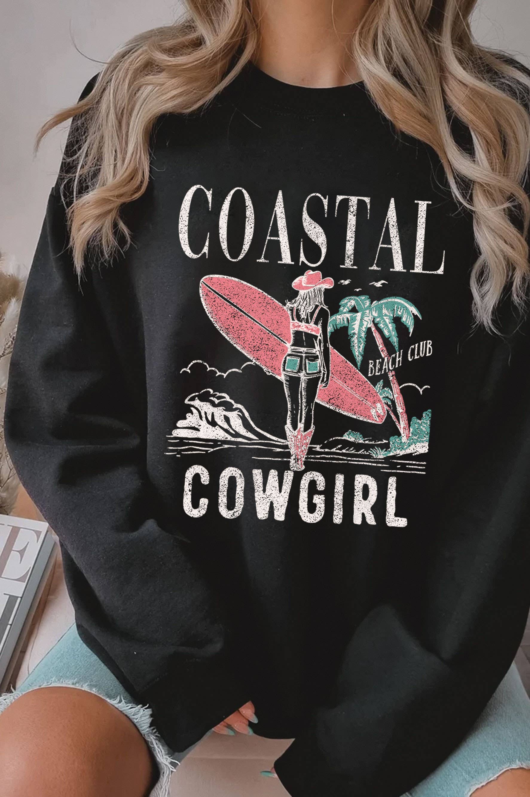 Coastal Cowgirl Beach Club Graphic Brushed Sweatshirts