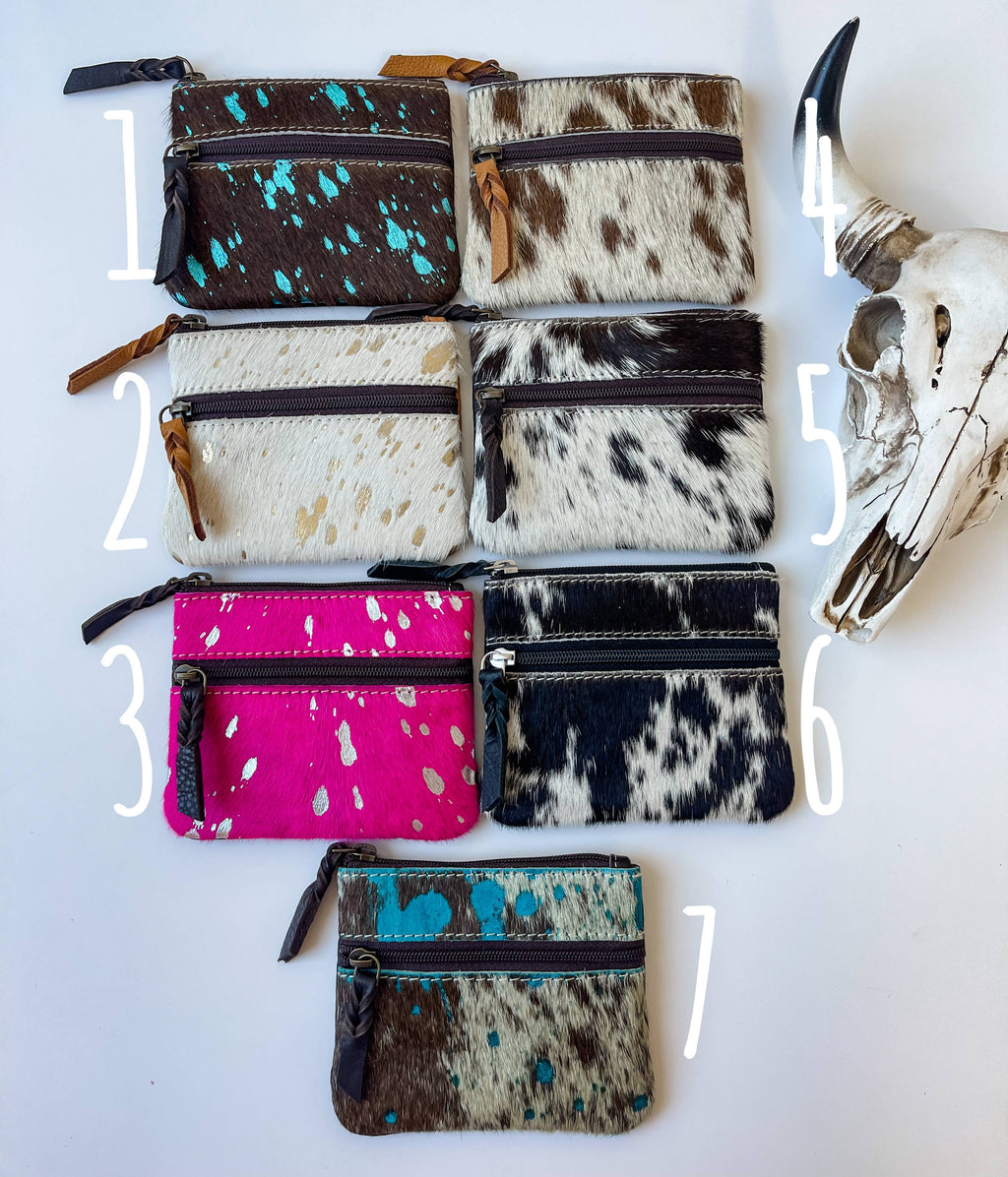 Western Cowhide Coin Money Pouch