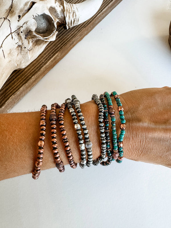 Navajo Style Pearl Stackable Bracelet Set