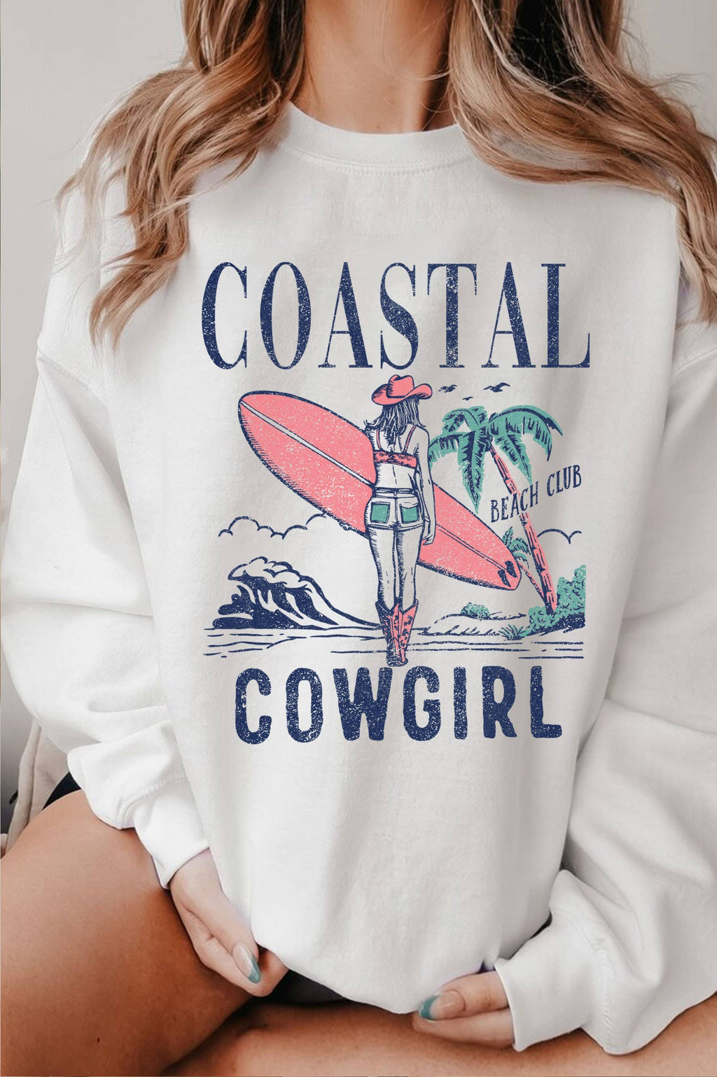 Coastal Cowgirl Beach Club Graphic Brushed Sweatshirts