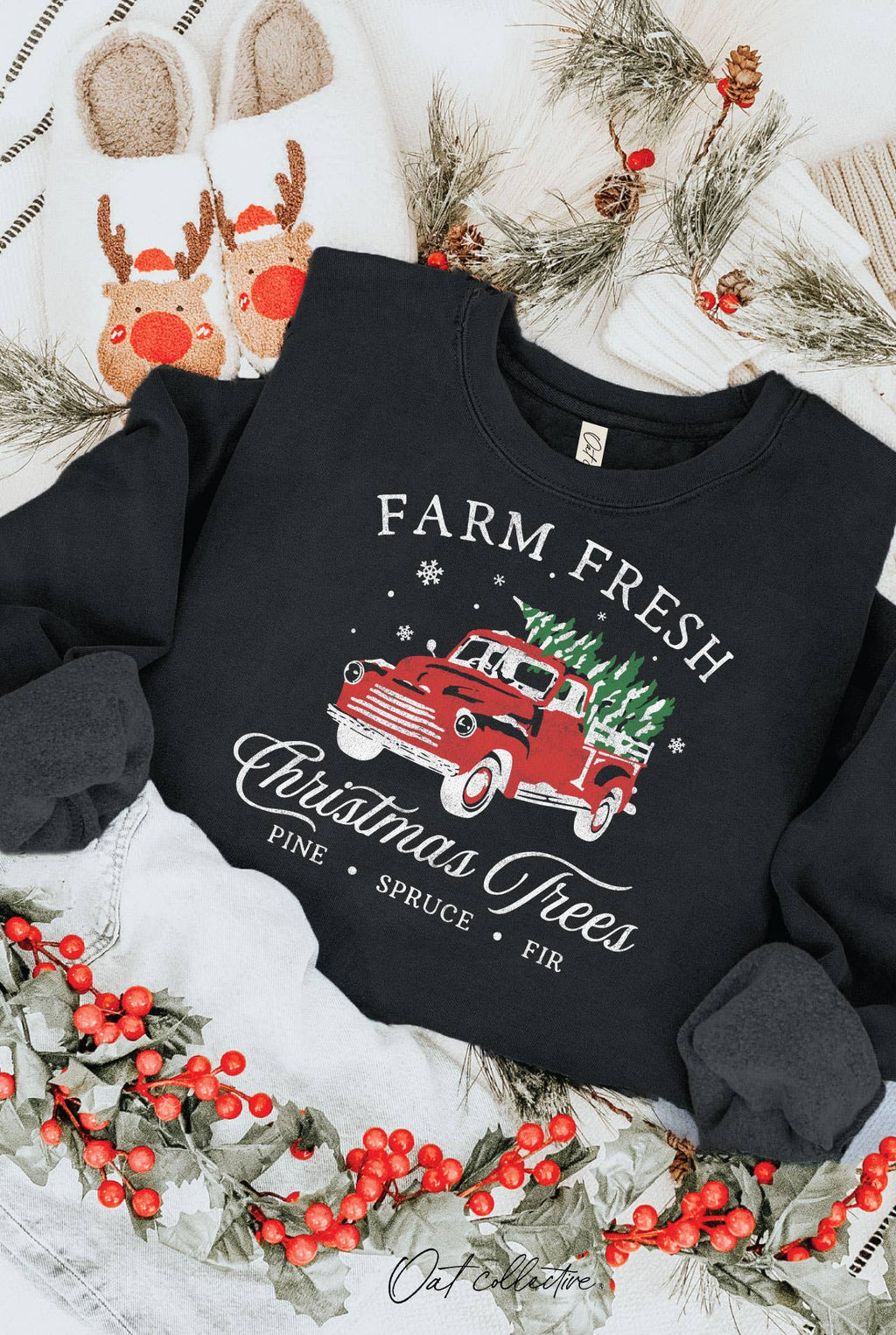 Farm Fresh Christmas Trees Graphic Sweatshirt