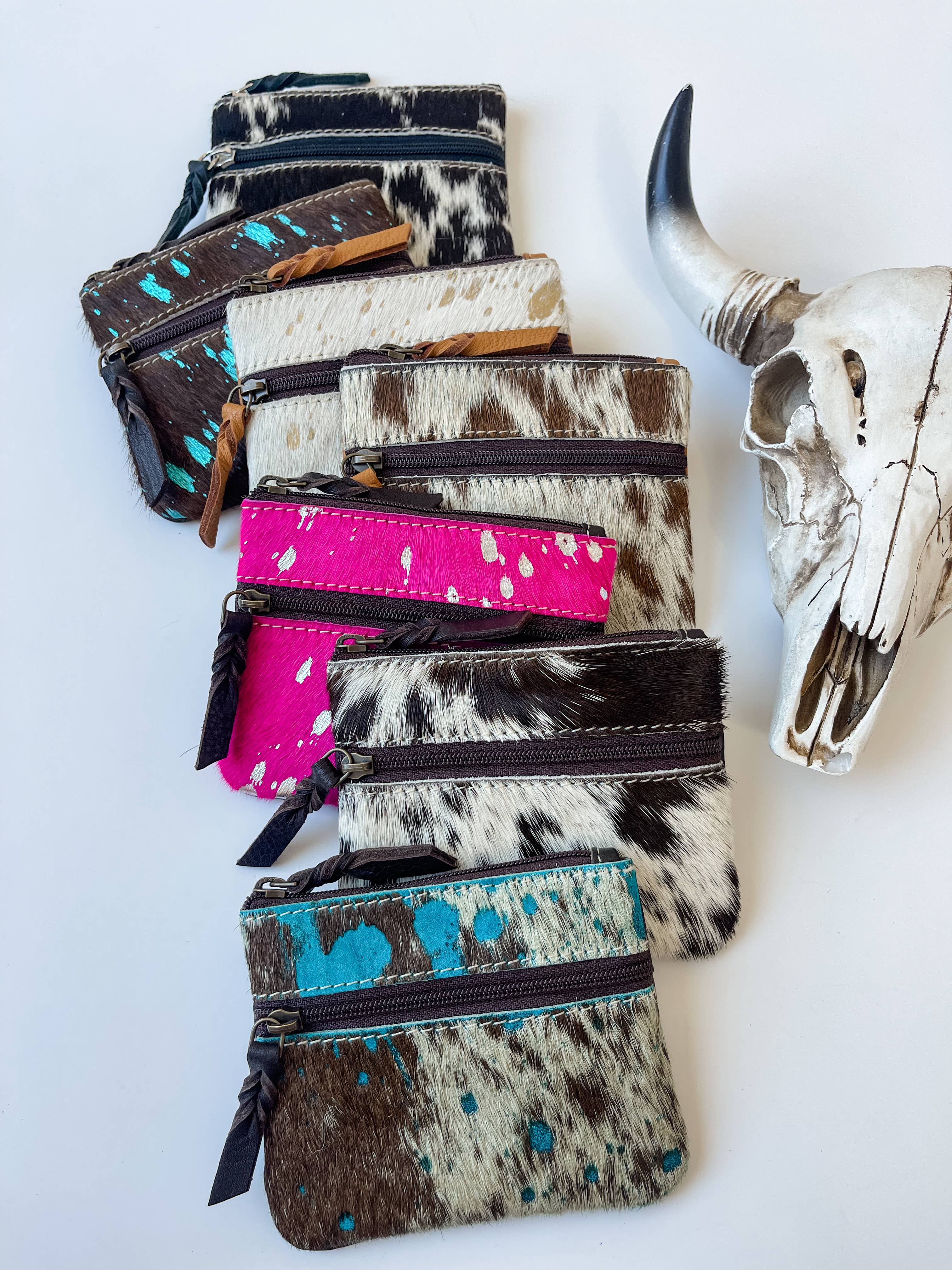 Western Cowhide Coin Money Pouch