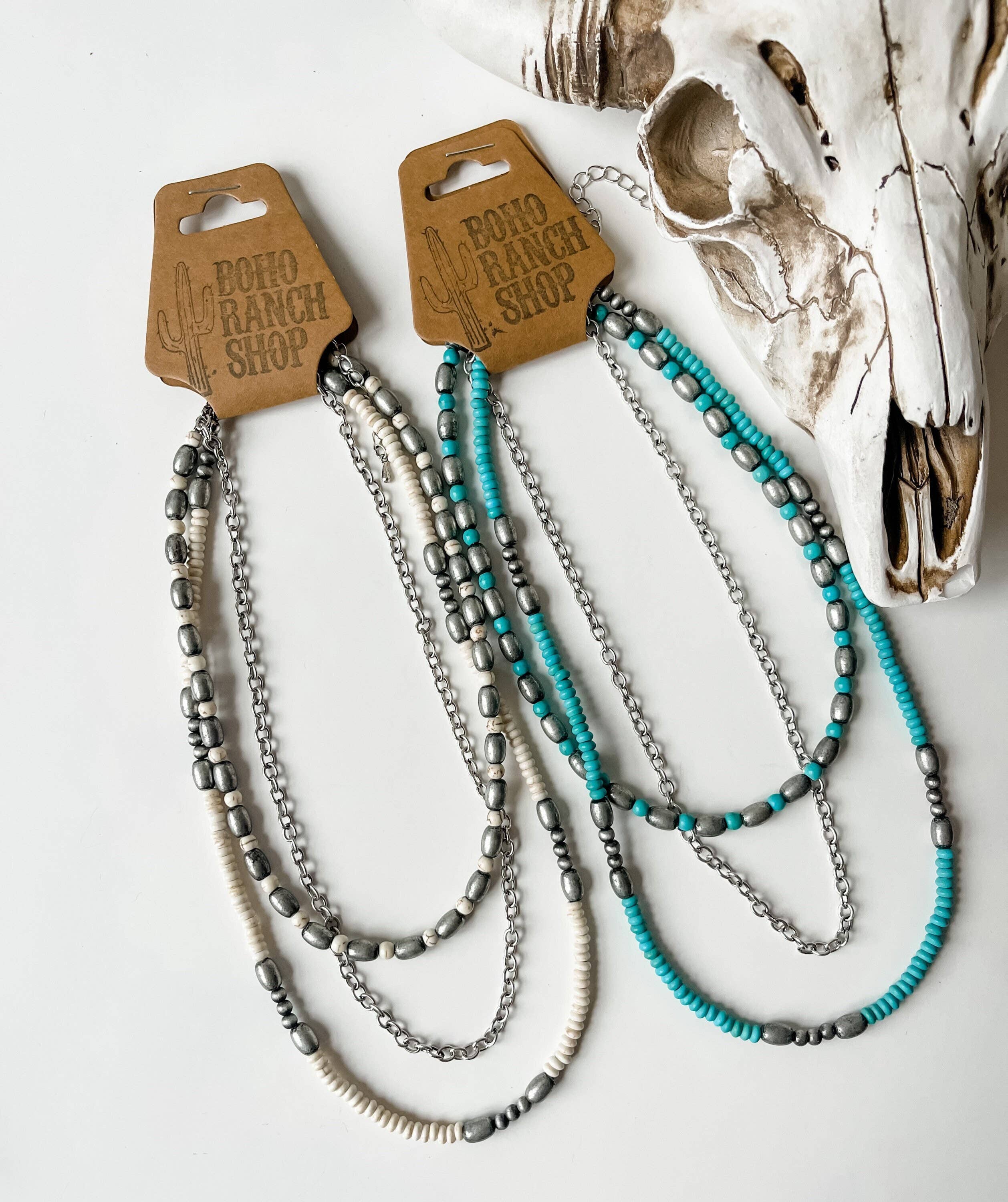 Western Semi Stone Layered Navajo Bead Neckace